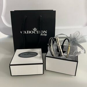 Cabachon bangle bracelets. Set of 5, with pouch, gift box, and bag. Brand new.